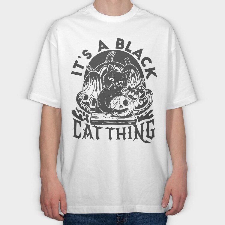 Halloween Black Cat Thing, Tricou Oversize Barbati (Unisex)