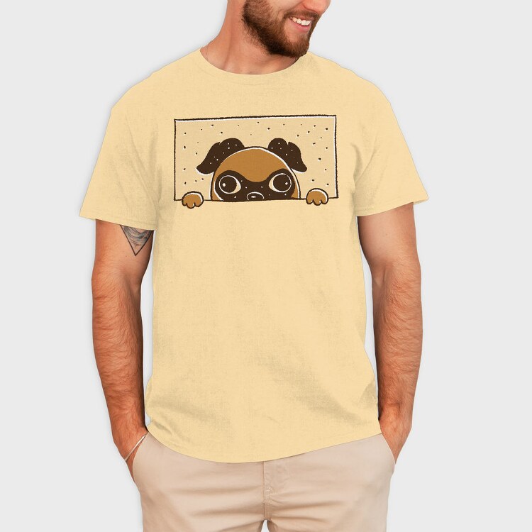Peeking English Pug, Tricou Barbati (Unisex)