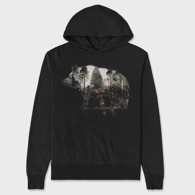 Bear Forest Silhouette, Hanorac Oversize Barbati (Unisex)
