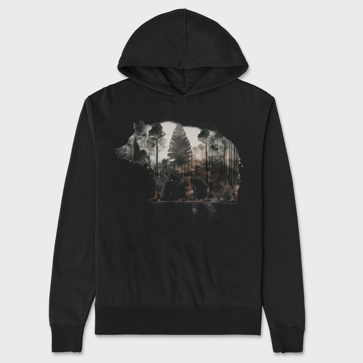 Bear Forest Silhouette, Hanorac Oversize Barbati (Unisex)