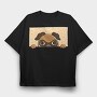 Peeking English Pug, Tricou Oversize Barbati (Unisex)