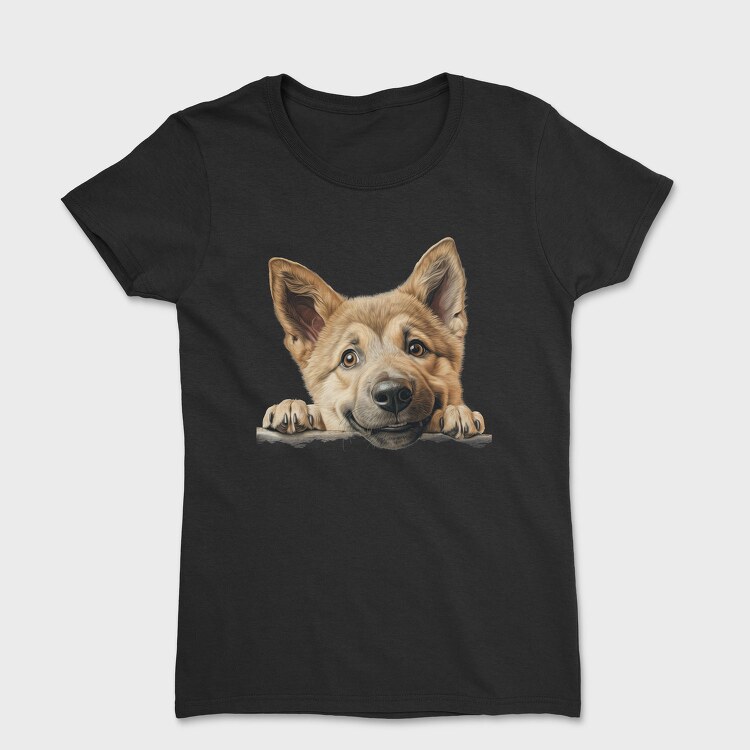 German Shepherd Peeking, Tricou Femei