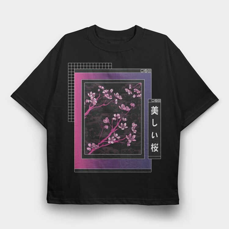 Sakura Tree Vaporwave, Tricou Oversize Barbati (Unisex)