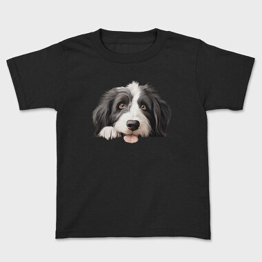 Bearded Collie Peeking, Tricou Copii