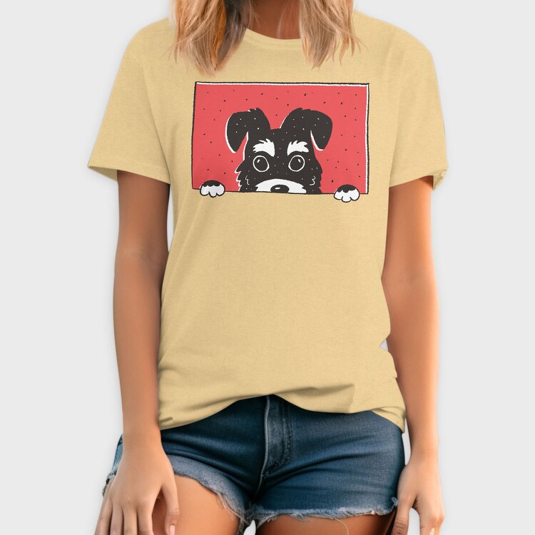 Peeking Schnauzer Dog, Tricou Barbati (Unisex)