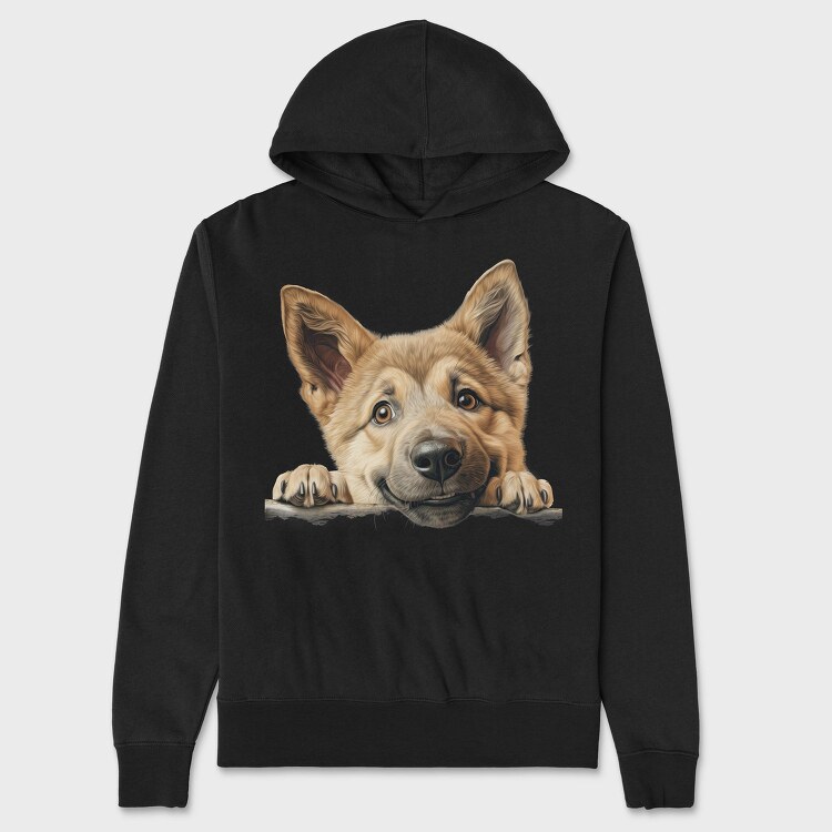 German Shepherd Peeking, Hanorac Oversize Barbati (Unisex)