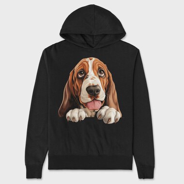 Basset Hound Peeking, Hanorac Oversize Barbati (Unisex)