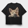 German Shepherd Peeking, Tricou Oversize Barbati (Unisex)