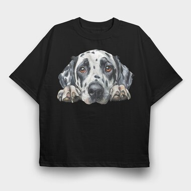 Dalmatian Face Peeking, Tricou Oversize Barbati (Unisex)