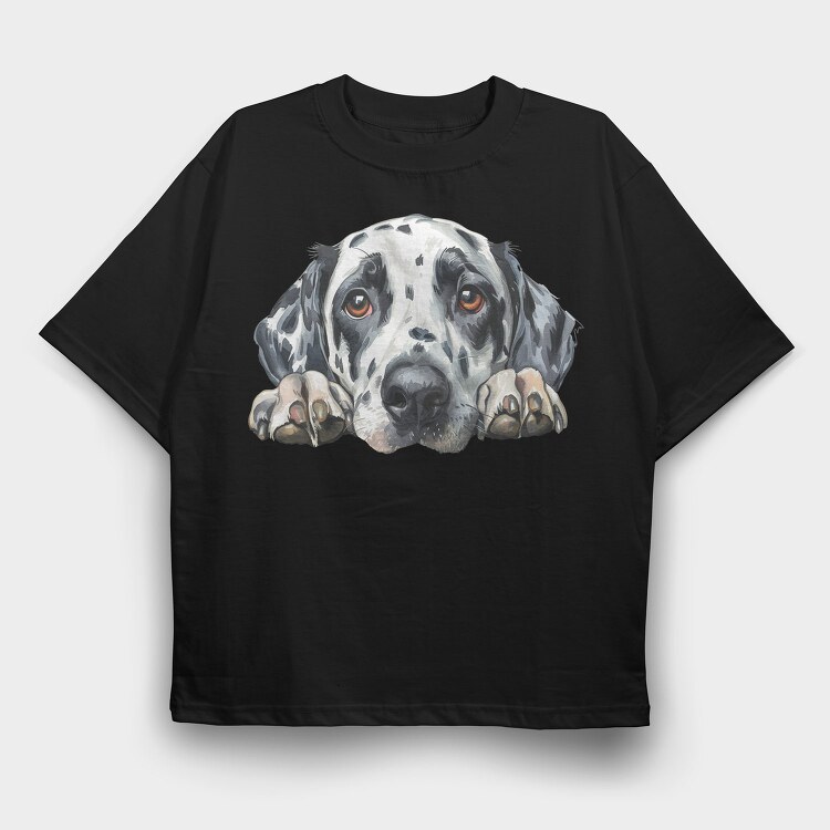 Dalmatian Face Peeking, Tricou Oversize Barbati (Unisex)