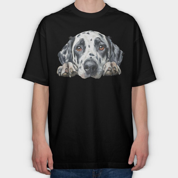 Dalmatian Face Peeking, Tricou Oversize Barbati (Unisex)