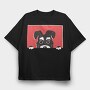 Peeking Schnauzer Dog, Tricou Oversize Barbati (Unisex)