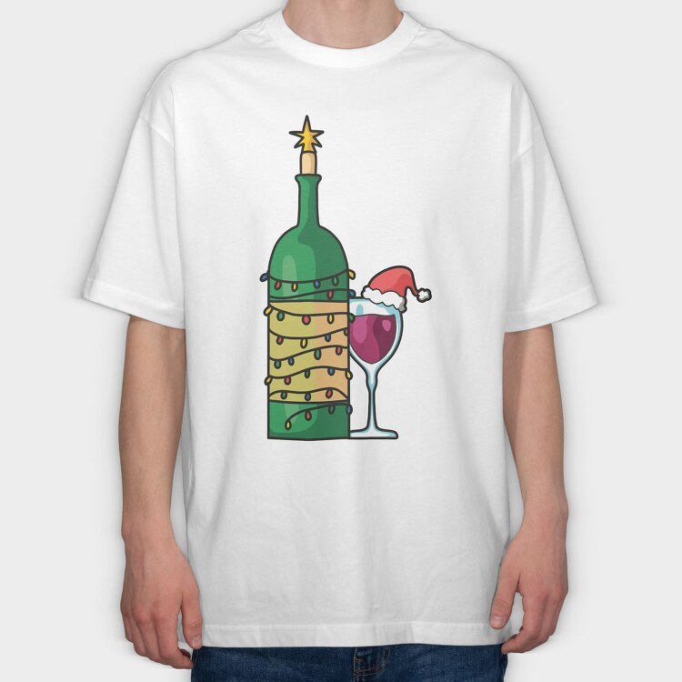 Christmas Wine Glass, Tricou Oversize Barbati (Unisex)