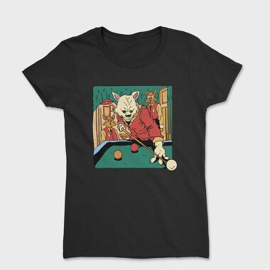 Cat Playing Billiards Biliard, Tricou Femei
