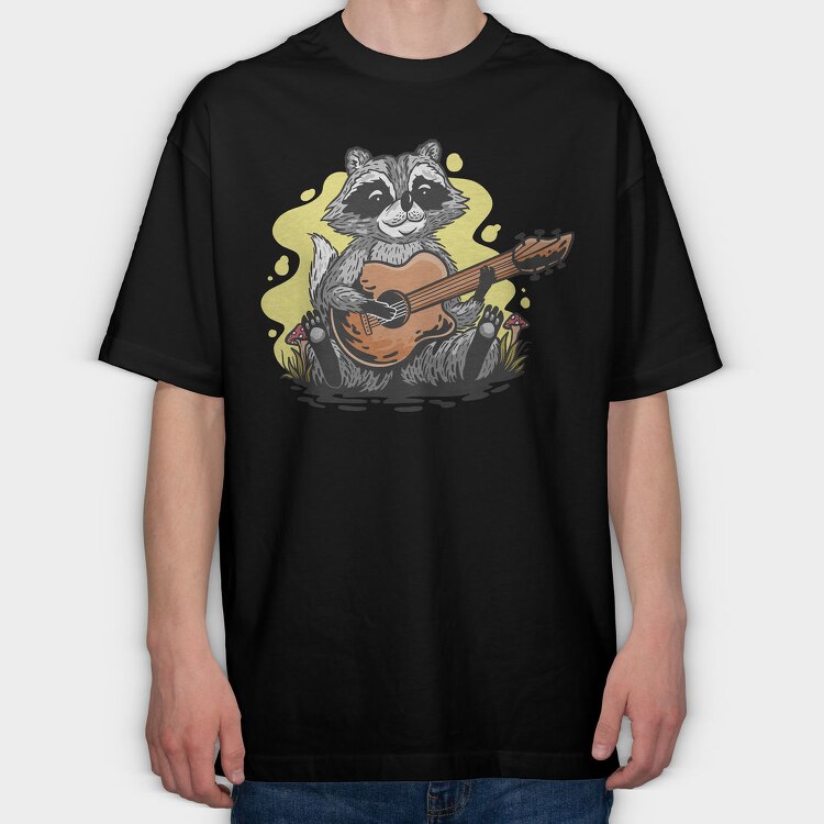 Guitarist Raccoon Racoon, Tricou Oversize Barbati (Unisex)