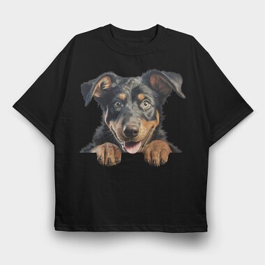 Beauceron Peeking, Tricou Oversize Barbati (Unisex)