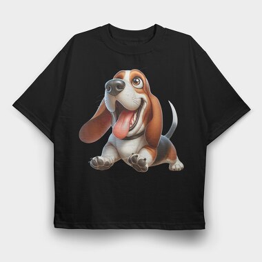 Basset Hound Sublimation, Tricou Oversize Barbati (Unisex)