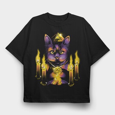 Cat Magic Candle Ritual, Tricou Oversize Barbati (Unisex)
