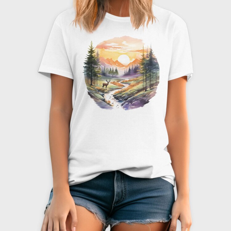 Forest Landscape Trees, Tricou Barbati (Unisex)