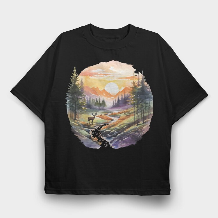 Forest Landscape Trees, Tricou Oversize Barbati (Unisex)
