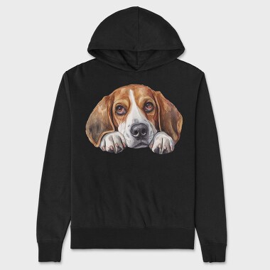 Beagle Peeking Face, Hanorac Oversize Barbati (Unisex)