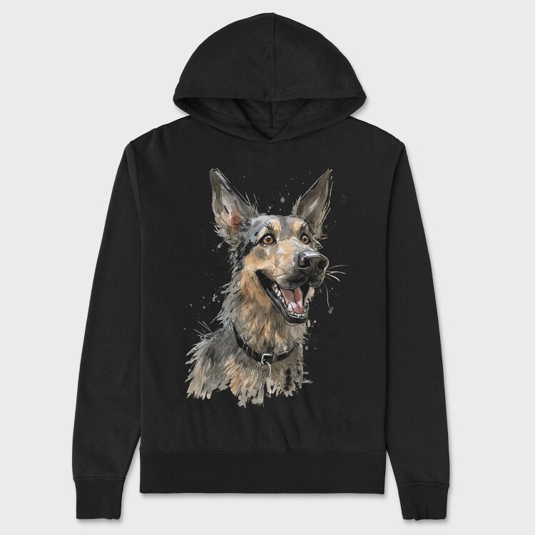 German Shepherd Smile, Hanorac Oversize Barbati (Unisex)