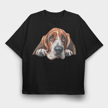Basset Lover Peep, Tricou Oversize Barbati (Unisex)