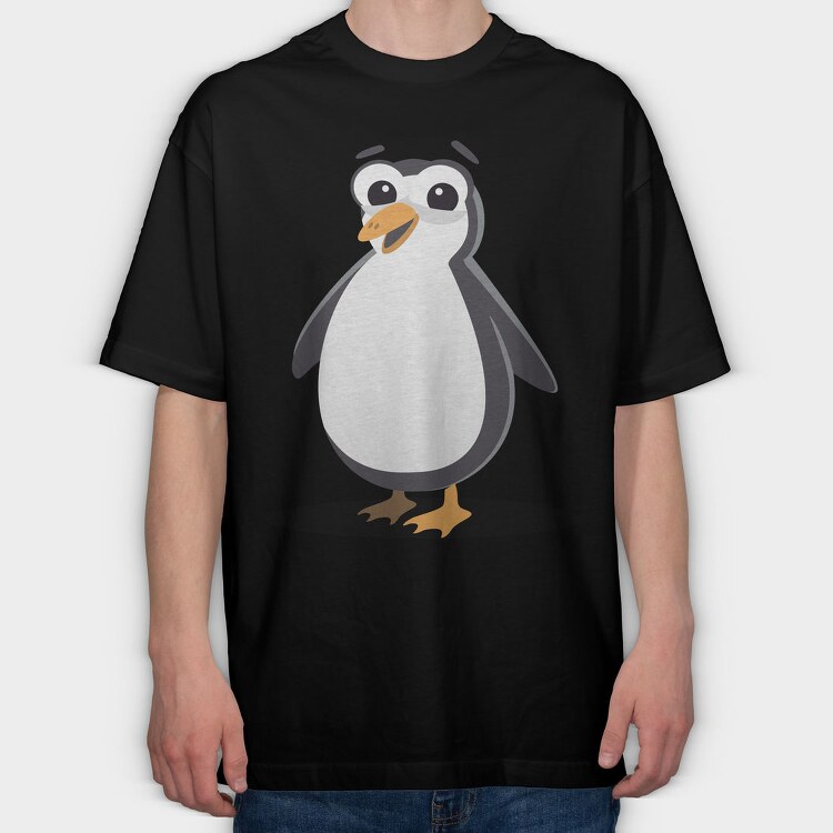 Penguin Smile, Tricou Oversize Barbati (Unisex)