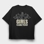 Gym Girls Can Too Quote Silhouette, Tricou Oversize Barbati (Unisex)
