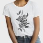 Peony Flower And Leaves Tattoo, Tricou Femei