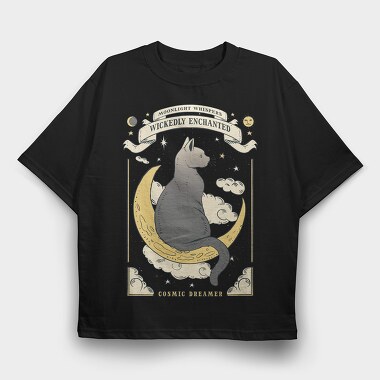 Cat Moon Whimsigoth, Tricou Oversize Barbati (Unisex)