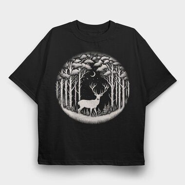 Mystical Deer Forest Somewhere, Tricou Oversize Barbati (Unisex)
