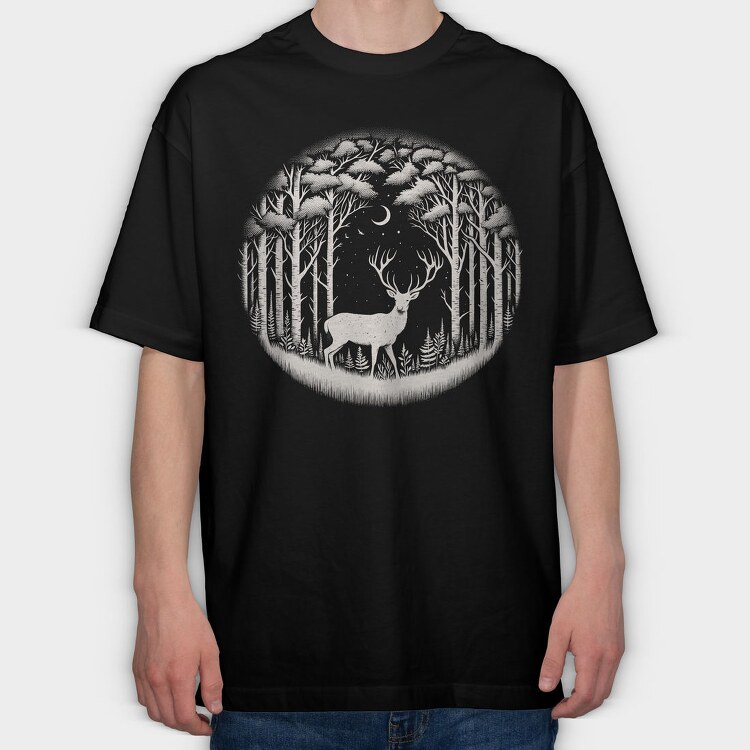 Mystical Deer Forest Somewhere, Tricou Oversize Barbati (Unisex)