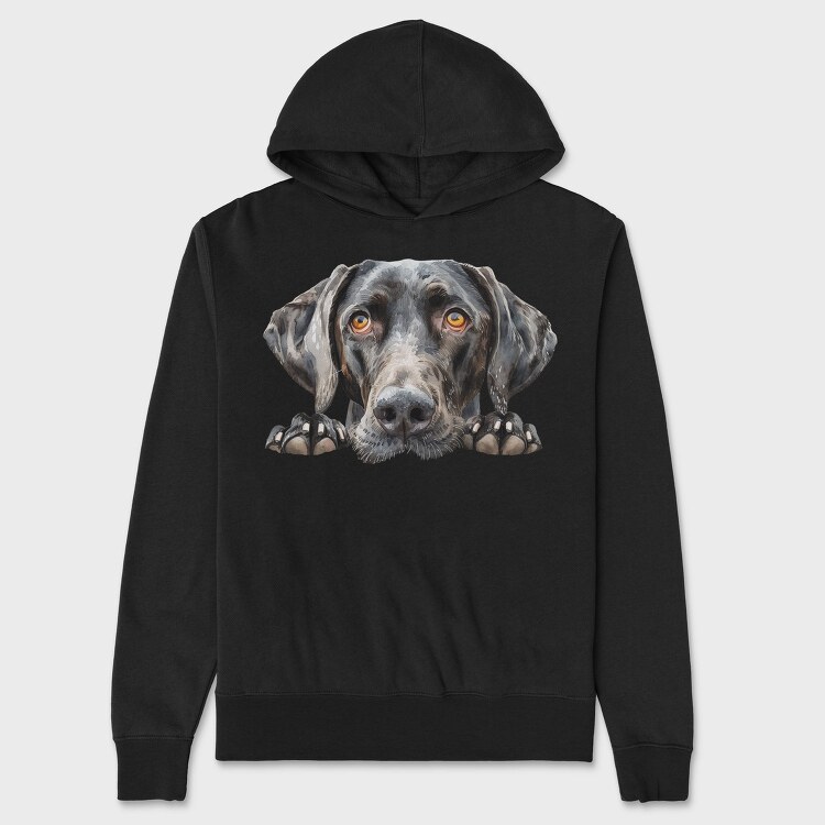 German Shorthair Pointer Peeking Face, Hanorac Oversize Barbati (Unisex)