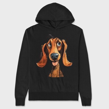 Dachshund Face Smile, Hanorac Oversize Barbati (Unisex)