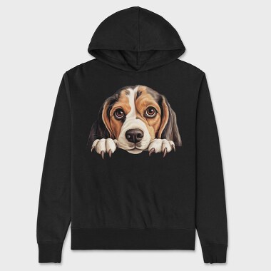 Beagle Peeking, Hanorac Oversize Barbati (Unisex)