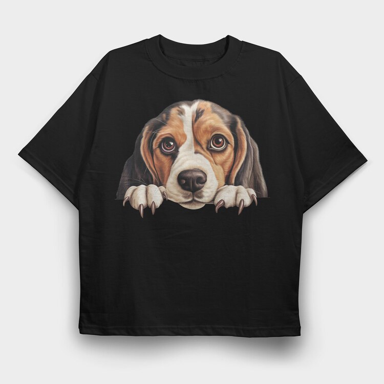 Beagle Peeking, Tricou Oversize Barbati (Unisex)
