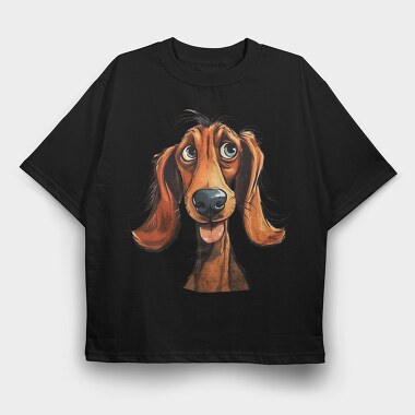 Dachshund Face Smile, Tricou Oversize Barbati (Unisex)