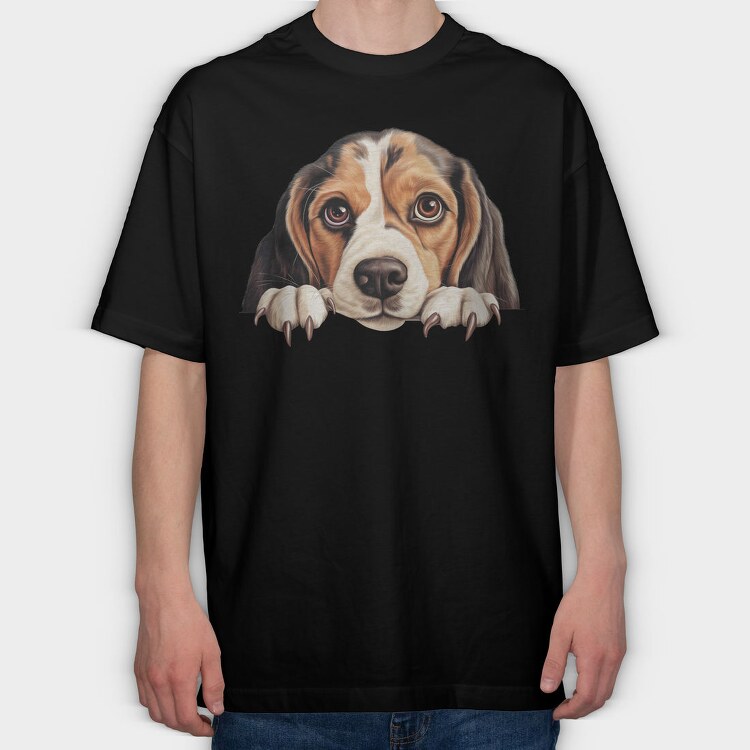 Beagle Peeking, Tricou Oversize Barbati (Unisex)