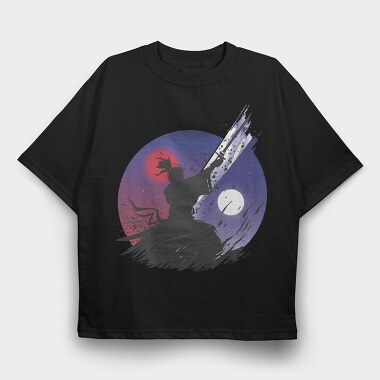 Samurai Warrior Under Moon Cut, Tricou Oversize Barbati (Unisex)