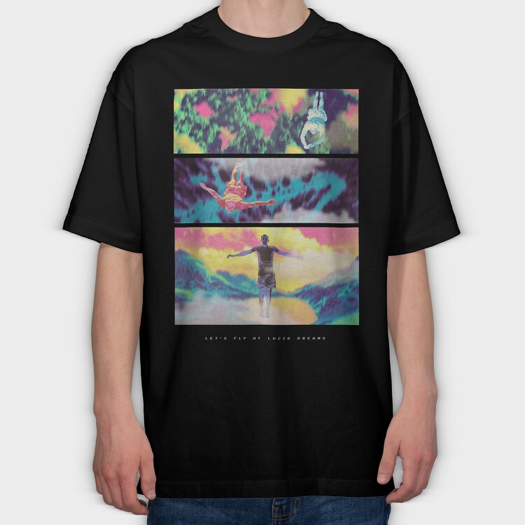 People Flying Psychodelic Lucid, Tricou Oversize Barbati (Unisex)
