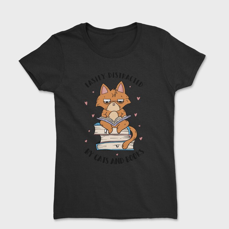 Cat Reading Books, Tricou Femei