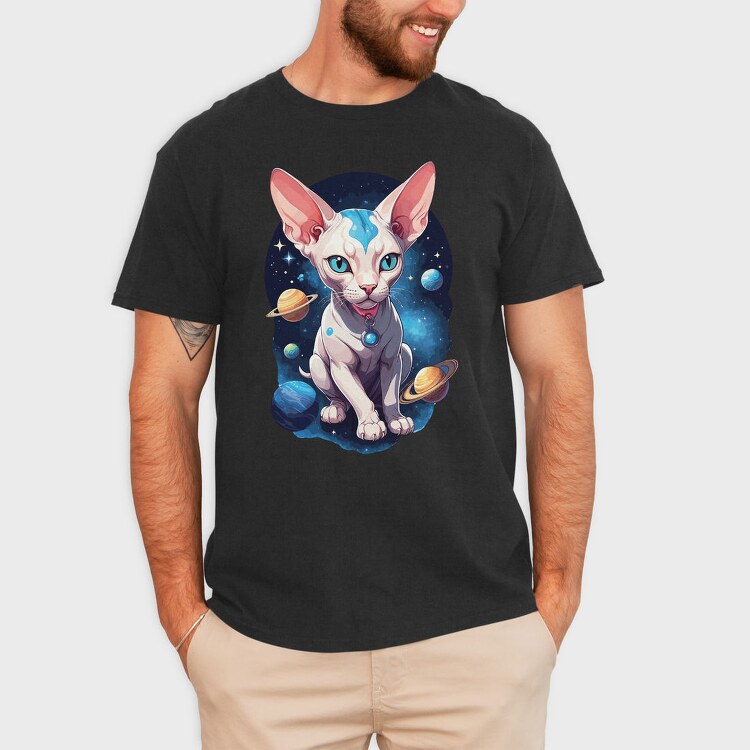 Cosmic Sphynx Cat, Tricou Barbati (Unisex)