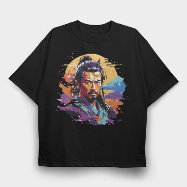 Samurai Warrior Vibrant Full Color, Tricou Oversize Barbati (Unisex)