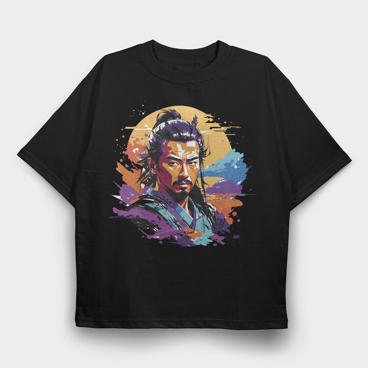 Samurai Warrior Vibrant Full Color, Tricou Oversize Barbati (Unisex)
