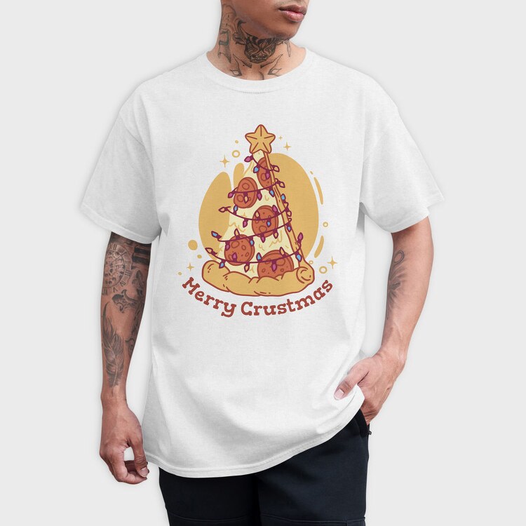 Pepperoni Pizza In Christmas Merry Crustmas, Tricou Barbati (Unisex)