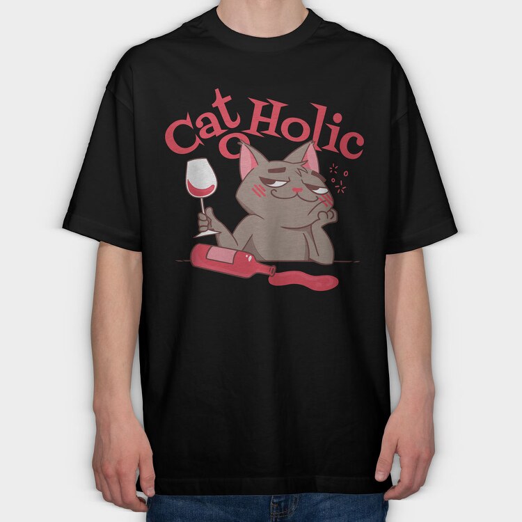 Cat O Holic, Tricou Oversize Barbati (Unisex)