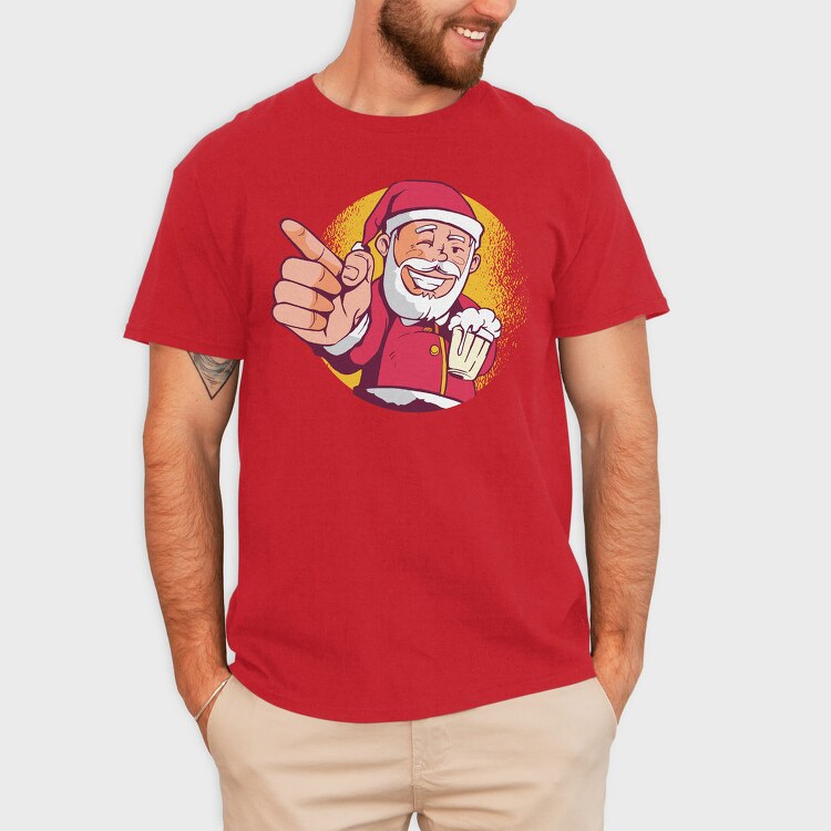 Santa Beer, Tricou Barbati (Unisex)