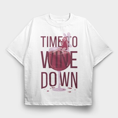 Fairy In Wine Glass Wine, Tricou Oversize Barbati (Unisex)