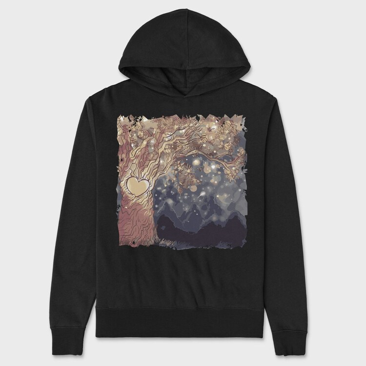 Fantasy Tree Heart, Hanorac Oversize Barbati (Unisex)